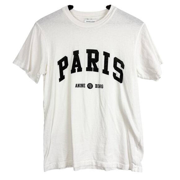 Anine Bing Tops - ANINE BING Lili Tee University Paris Cotton Shirt White - S